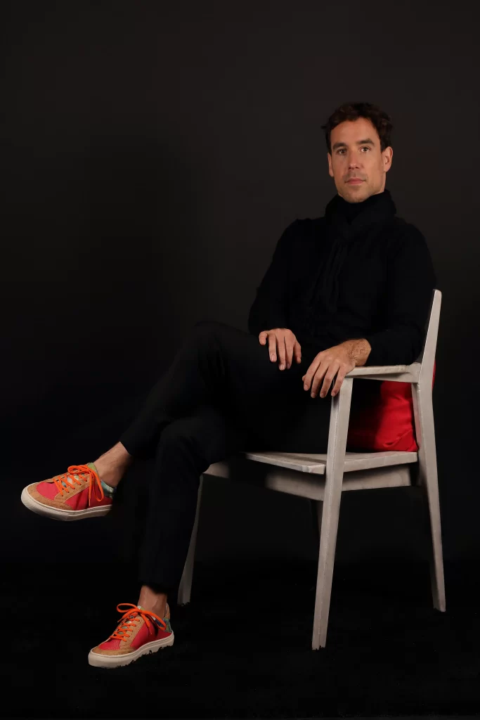 Najha Fashion red sneakers for men – handcrafted sustainable luxury footwear from Portugal.
