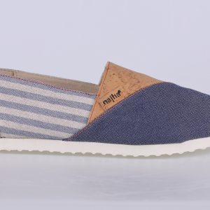 Najha Fashion blue espadrilles crafted from recycled ocean fabrics with recycled soles – sustainable luxury footwear.