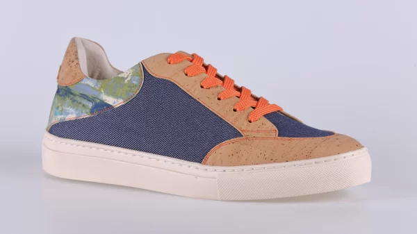 Najha Fashion blue sustainable sneaker handcrafted in Portugal with recycled materials and detailed luxury design.
