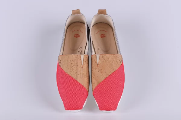 Najha Fashion red vegan espadrilles casual loafers with breathable anatomic insoles for comfort and sustainable luxury.